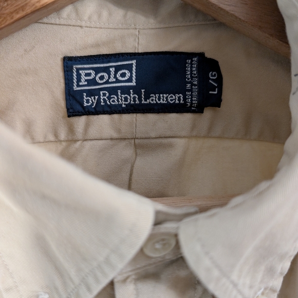 Vintage Polo Ralph Lauren Cream Men's Button-down Preppy Oxford AcademiA Large - Picture 3 of 5